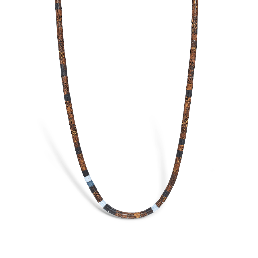 Mads Z Black Sun Surfrider Beach ketting, bruine en zwarte parelketting in eenvoudige stijl. Model5129015.