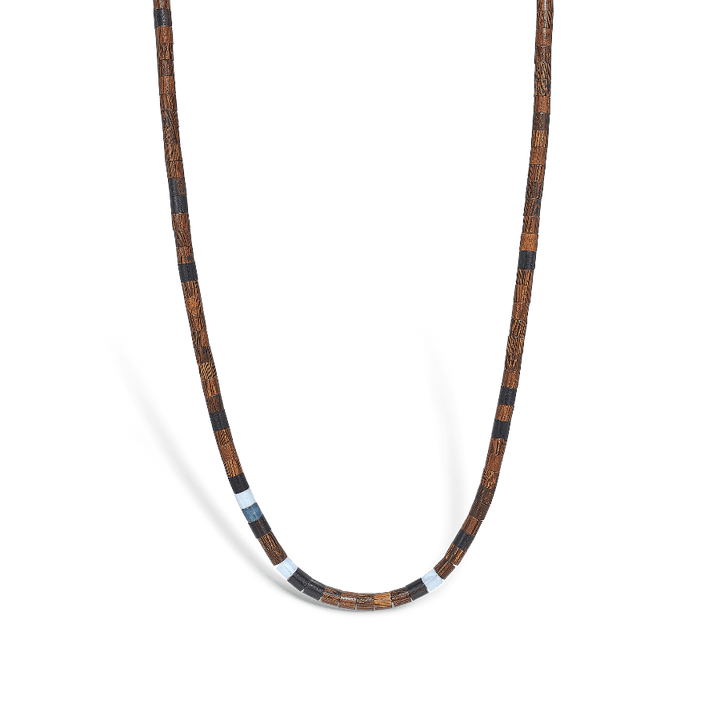 Mads Z Black Sun Surfrider Beach ketting, bruine en zwarte parelketting in eenvoudige stijl. Model5129015.