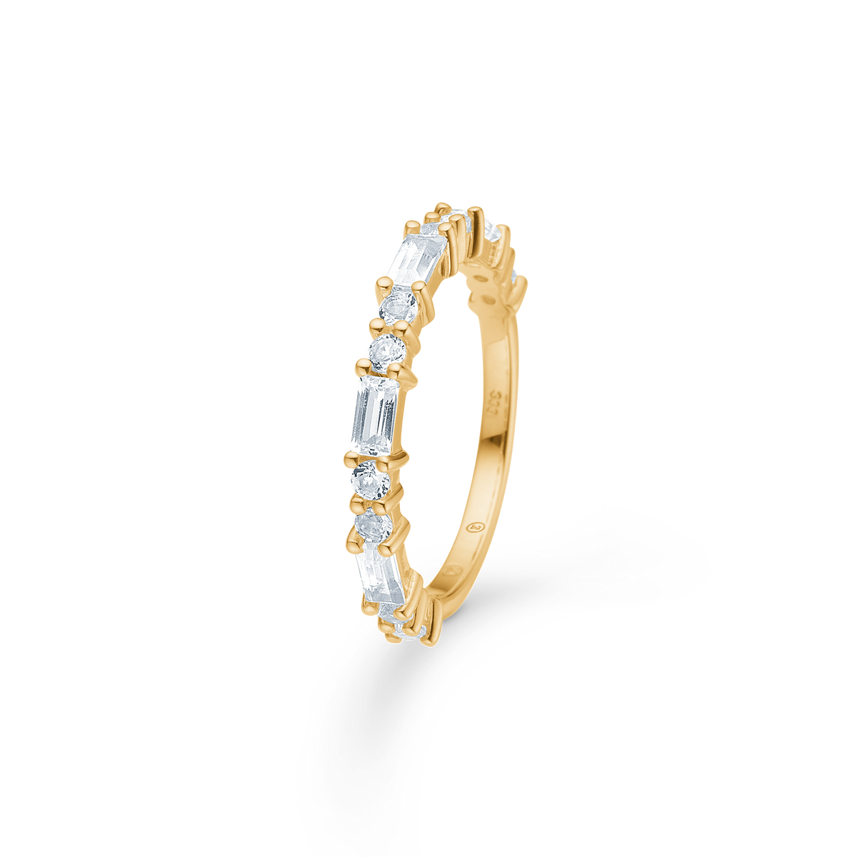 Mads Z Celestial by Medina 8kt gouden ring met rechthoekige en ronde heldere stenen, elegant ontwerp. Model3346904-001