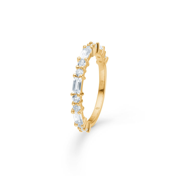 Mads Z Celestial by Medina 8kt gouden ring met rechthoekige en ronde heldere stenen, elegant ontwerp. Model3346904-001