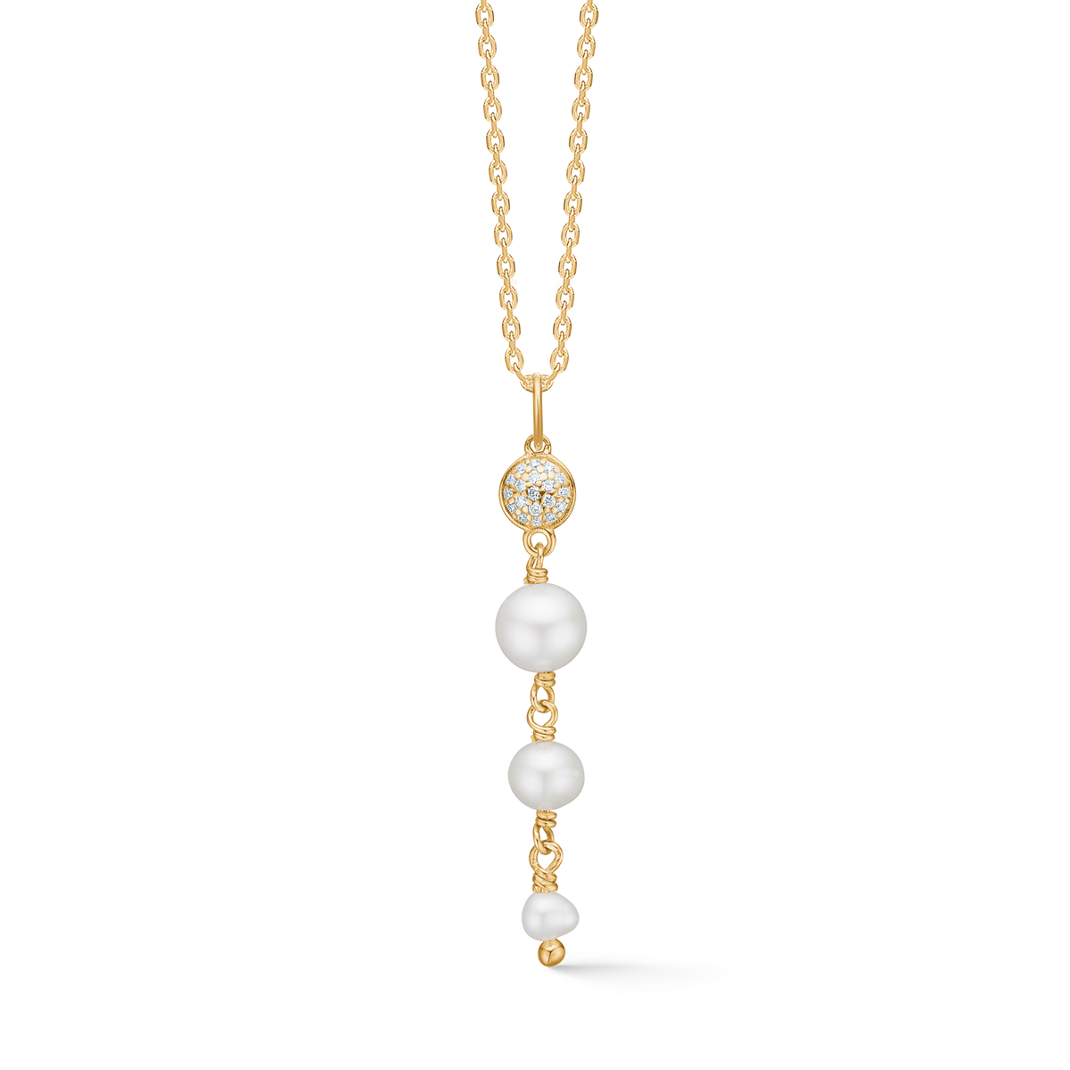 Mads Z Dome 14kt Guld Vedhæng 0.07ct W.Si m. Kulturperler - Vedhæng - 1533010