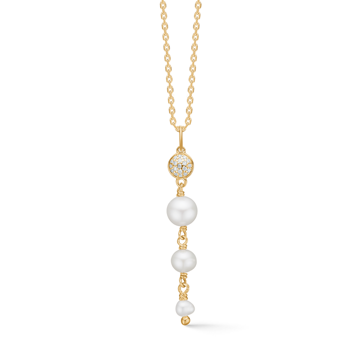 Mads Z Dome 14kt Guld Vedhæng 0.07ct W.Si m. Kulturperler - Vedhæng - 1533010