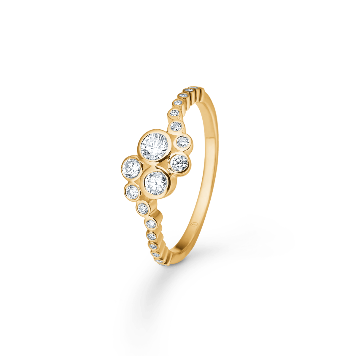 mads z freya 14kt gouden ring 0,45ct w-si met ronde diamanten op rail, elegant ontwerp. Model 1541175-001-1