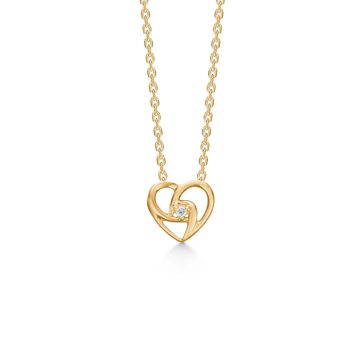 Mads Z ketting harthanger van 14kt goud met 0,010 ct diamant aan enkele ketting. Model1521044