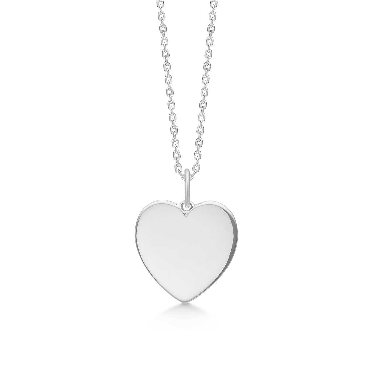 Mads Z ketting zilver hartje Love Token, eenvoudige ketting met glanzende hartje hanger. Model3120193