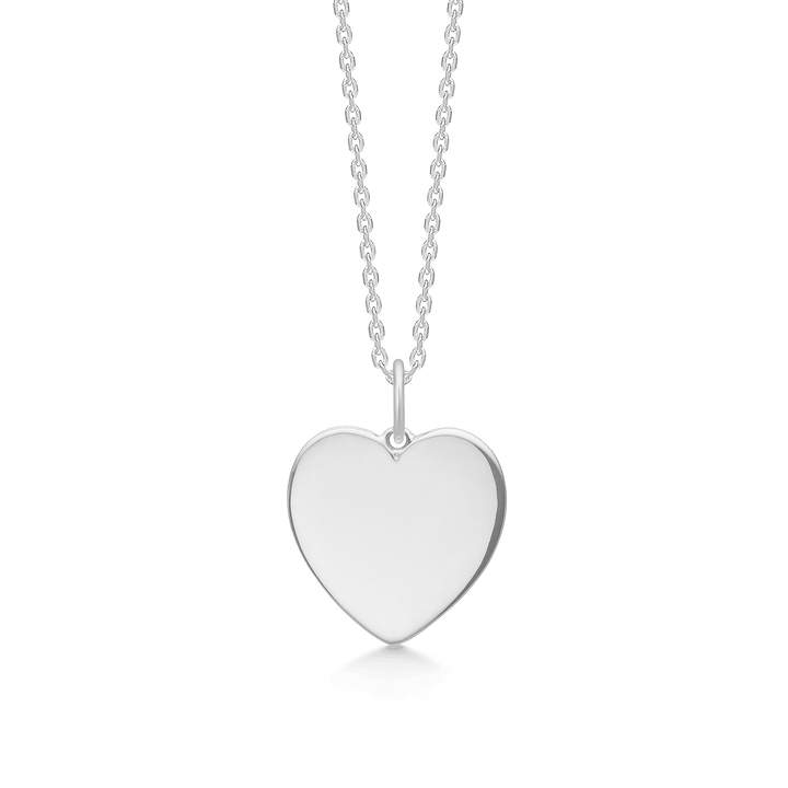 Mads Z ketting zilver hartje Love Token, eenvoudige ketting met glanzende hartje hanger. Model3120193