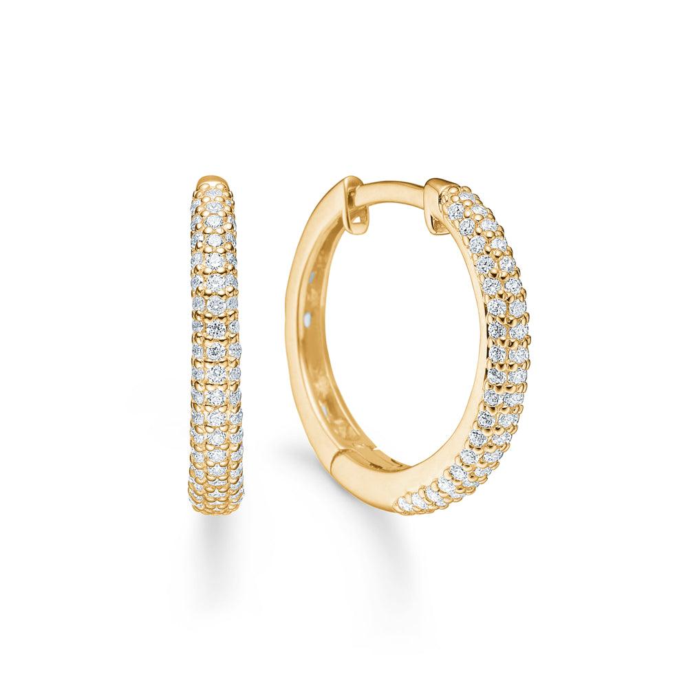 Mads Z La Boheme 8kt gouden creool zirkonia, elegante ronde oorbellen met glanzende stenen, model 3317031-1