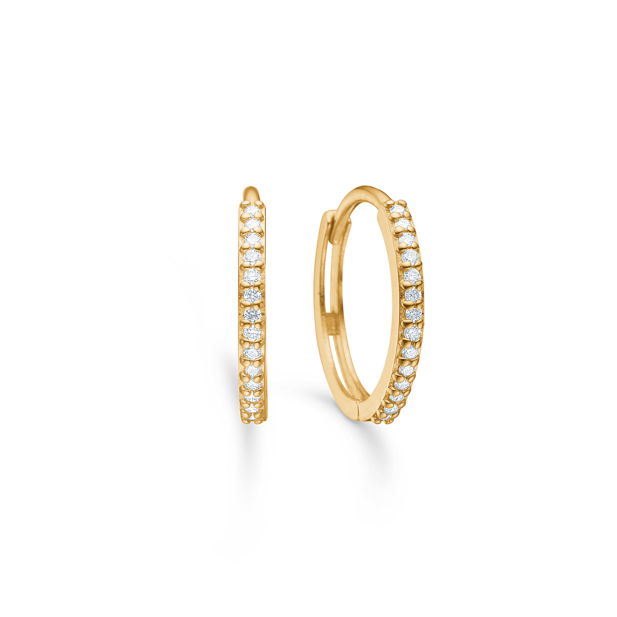 Mads Z Lumina 14kt gouden creolen met diamanten, elegante ronde oorbellen met stenen, model 1511085-1