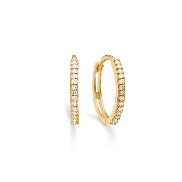 Mads Z Lumina 14kt gouden creolen met diamanten, elegante ronde oorbellen met stenen, model 1511085-1