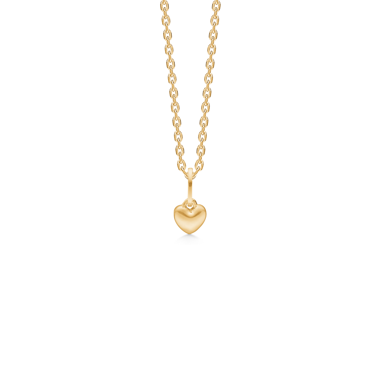 Mads Z Mini Love harthanger in 8kt goud met glanzende ketting, elegant hartvormig ontwerp. Model3330001-1