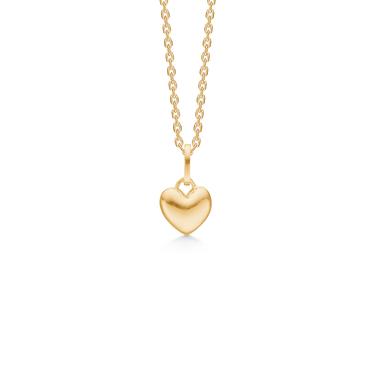 Mads Z Mini Love hanger klassiek hart in 8kt goud met glanzende ketting, model 3330002-1