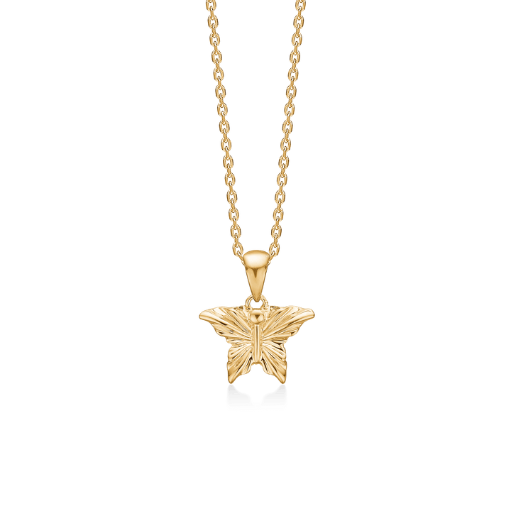 Mads Z Monarchvlinder 14kt gouden hanger met ketting, prachtig gedetailleerd goudkleurig model Model 1530155
