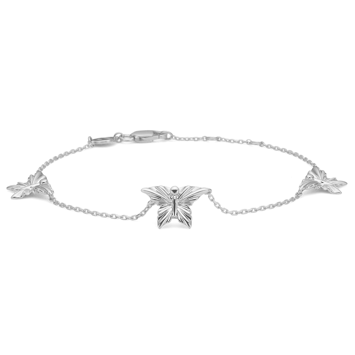 Mads Z Monarch vlinderarmband in zilver met drie gedetailleerde vlinders. Model 2150155-1.