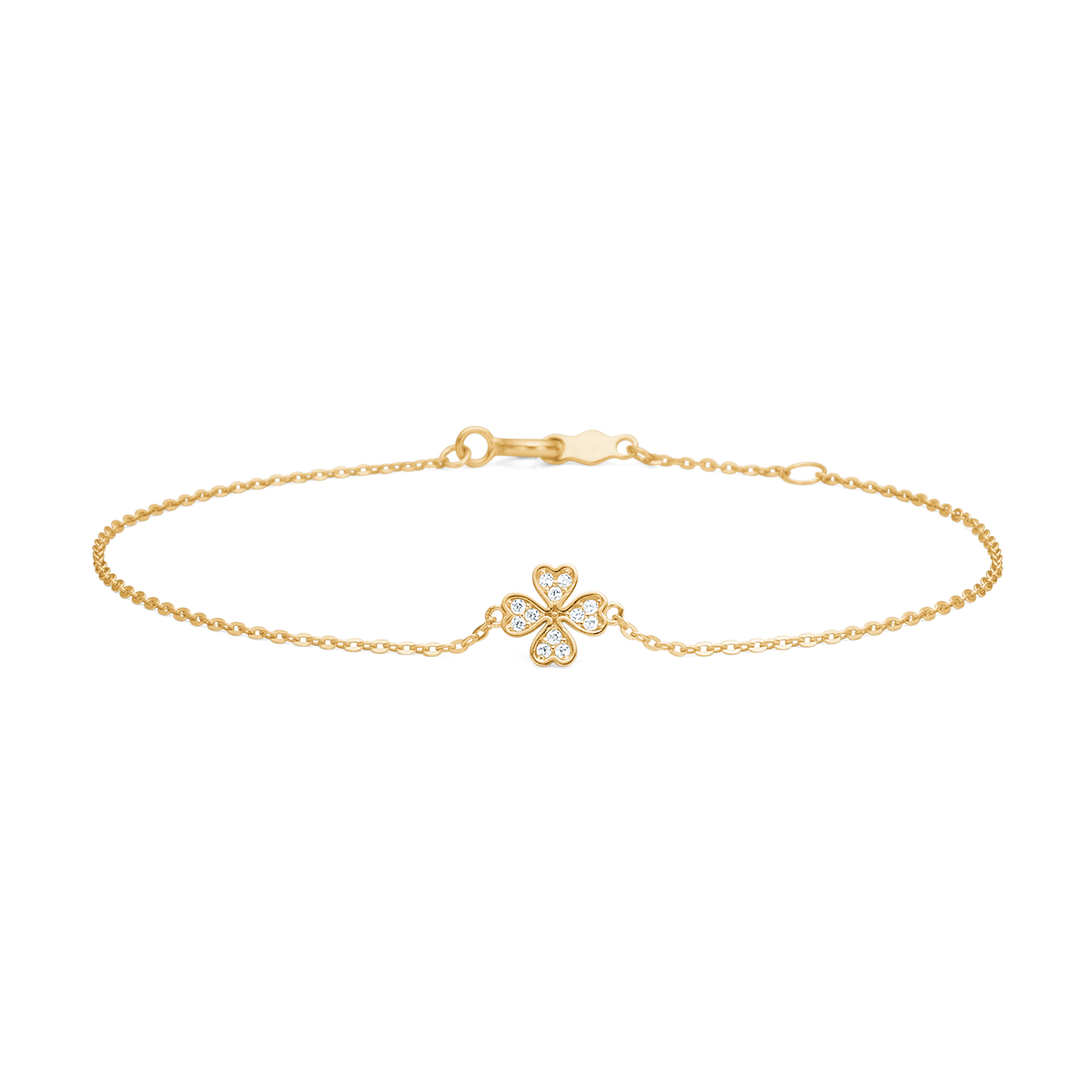 Mads Z Petite Clover gouden armband met zirkonia, elegant bloemmotief, model 3357014-1