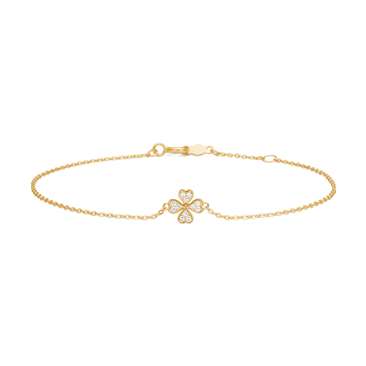 Mads Z Petite Clover gouden armband met zirkonia, elegant bloemmotief, model 3357014-1