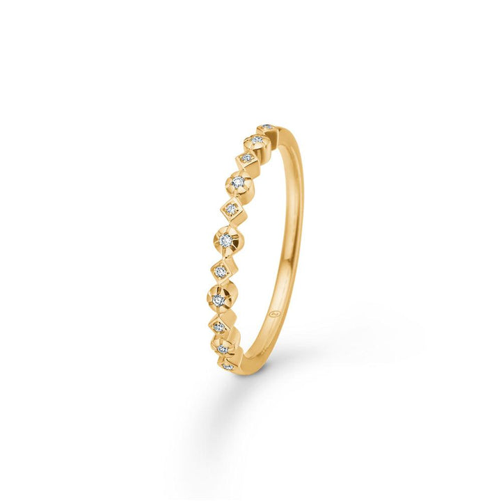Mads Z Poetry 14kt gouden ring 0,045ct w si met kleine diamanten op een rij, eenvoudige stijl. Modelnummer 1541150-001
