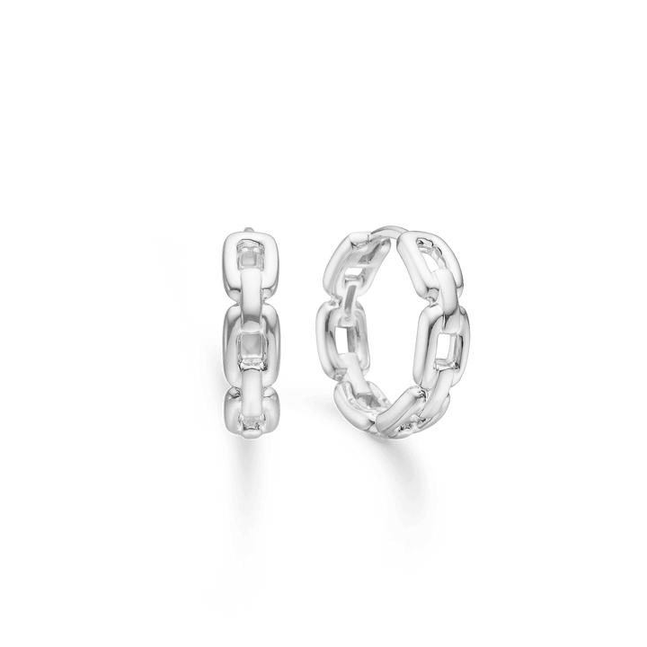 Mads Z Silver Marina Silver Hoops, glanzende oorringen met kettinglook in zilver. Model3110063