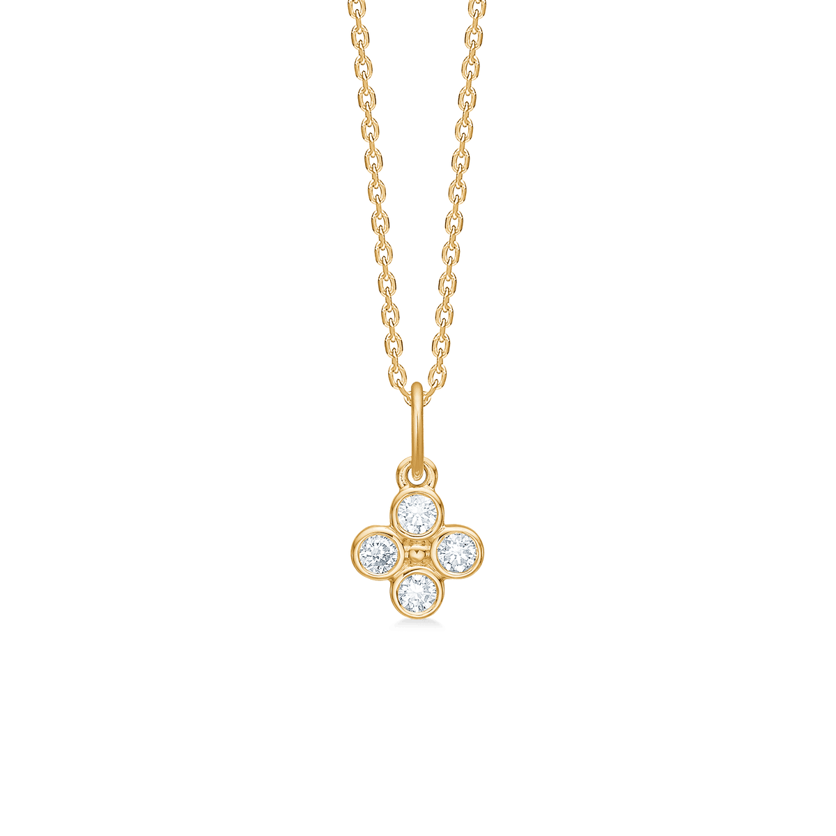 Mads Z Sophia's Bloom 14kt gouden hanger met vier heldere diamanten in bloemvorm, model 1531195-1