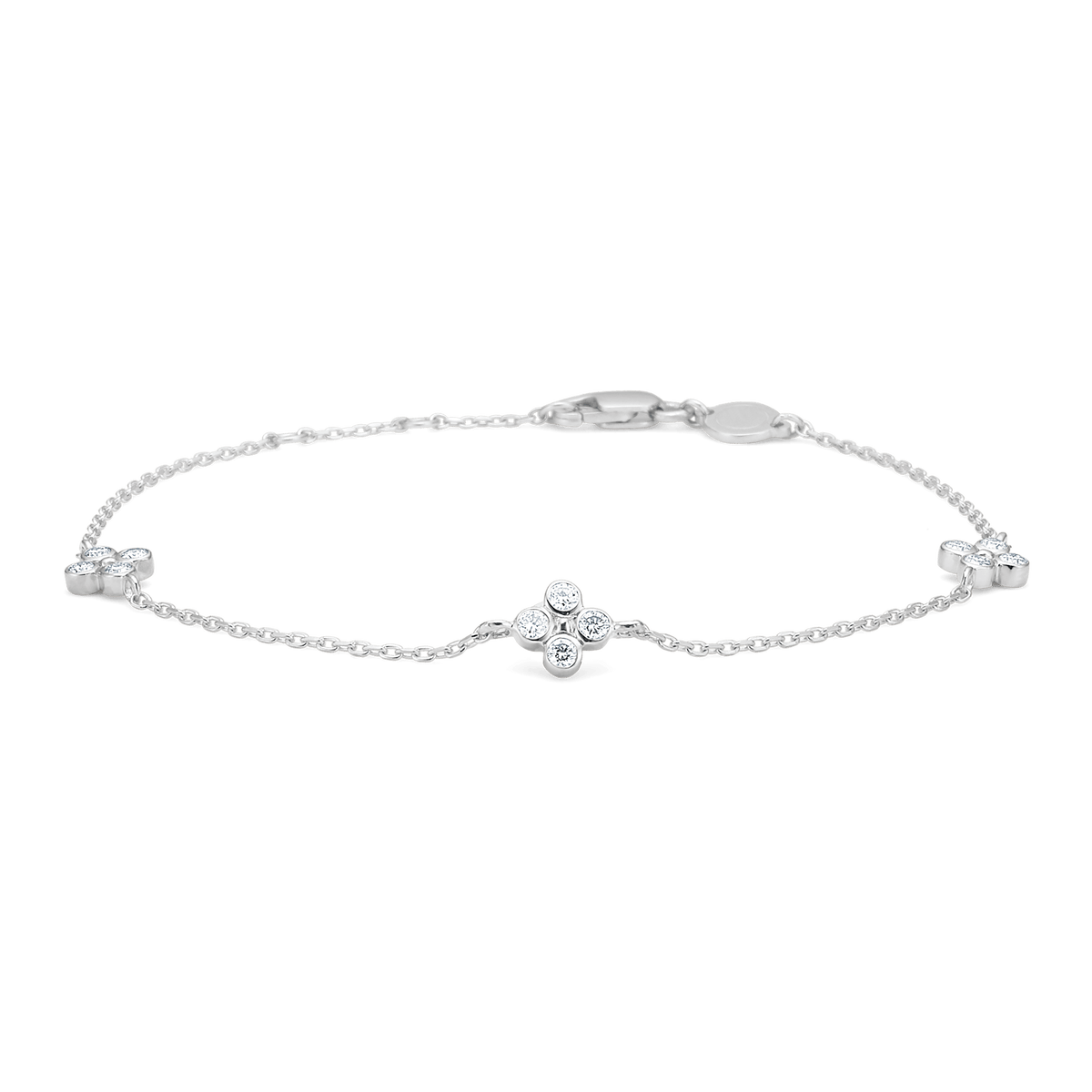 Mads Z Sophias Bloom zilveren armband met witte topaas met elegante ketting en bloemdetail, model 2156195-1.