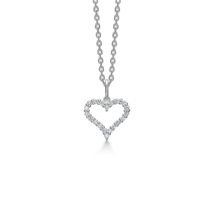 Mads Z Tender Heart 14kt hvidguld hjertevedhæng med kæde, forside, model 53520