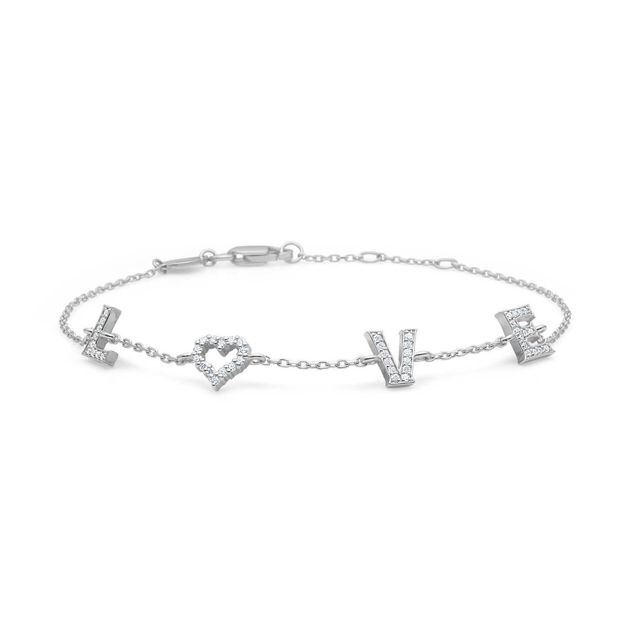 Mads Z Tender Love armband in zilver met LOVE-letters versierd met zirkonia, model 2157100-1.