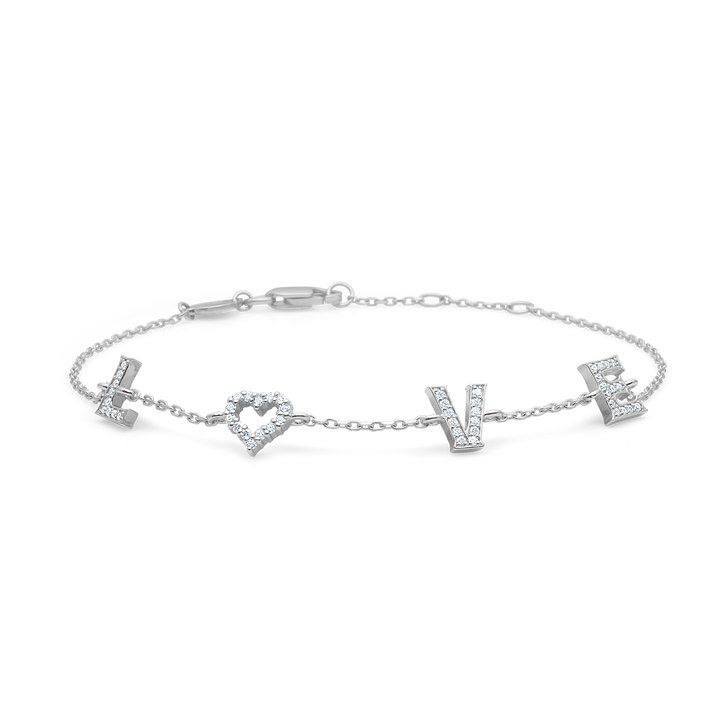 Mads Z Tender Love armband in zilver met LOVE-letters versierd met zirkonia, model 2157100-1.