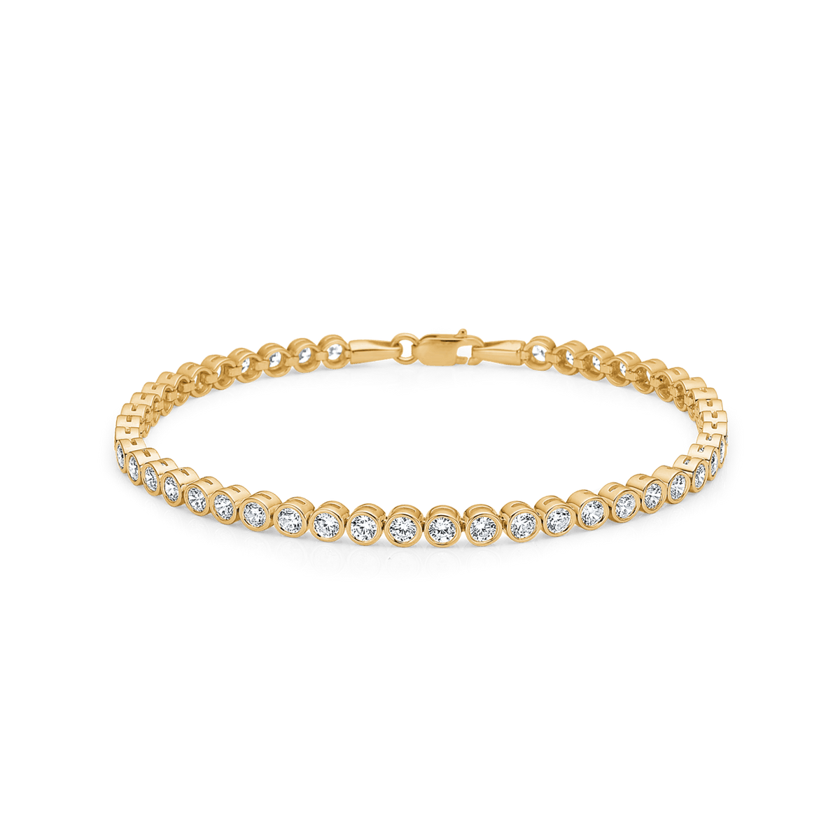 Mads Z Tennisarmband 8 kt. gouden, stijlvolle armband met ronde zirkonia's, model 3357003-001