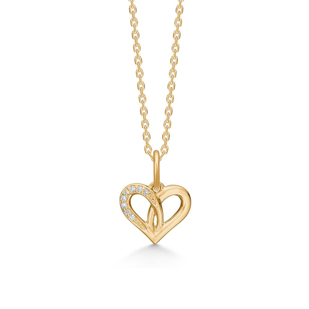 Mads Z Hanger Hart 14k goud met diamanten hangt aan een ketting, Model 1521047-1