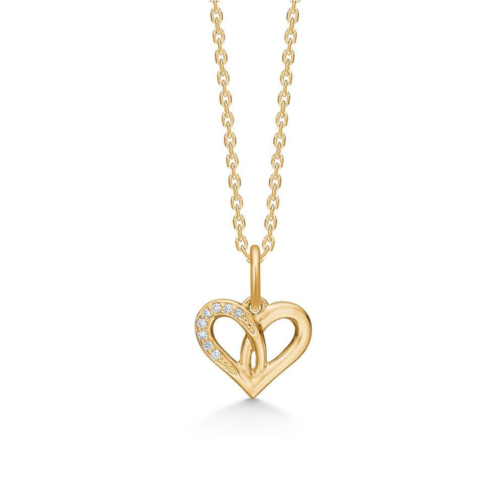Mads Z Hanger Hart 14k goud met diamanten hangt aan een ketting, Model 1521047-1
