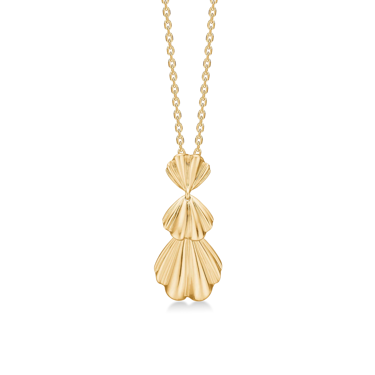 Mads Z Velvet Fan 14kt gouden hanger met organisch waaiervormig ontwerp in glanzend goud. Model 1530189-1.