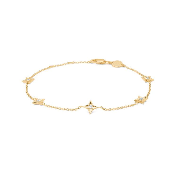 Mads Z Vesper 14kt gouden armband met sterren, diamanten in sterdetails, elegant ontwerp. Model 1551197-1
