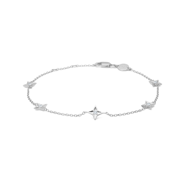 Mads Z Vesper armband in zilver met fijne sterhangers en eenvoudige ketting, model 2156197-1