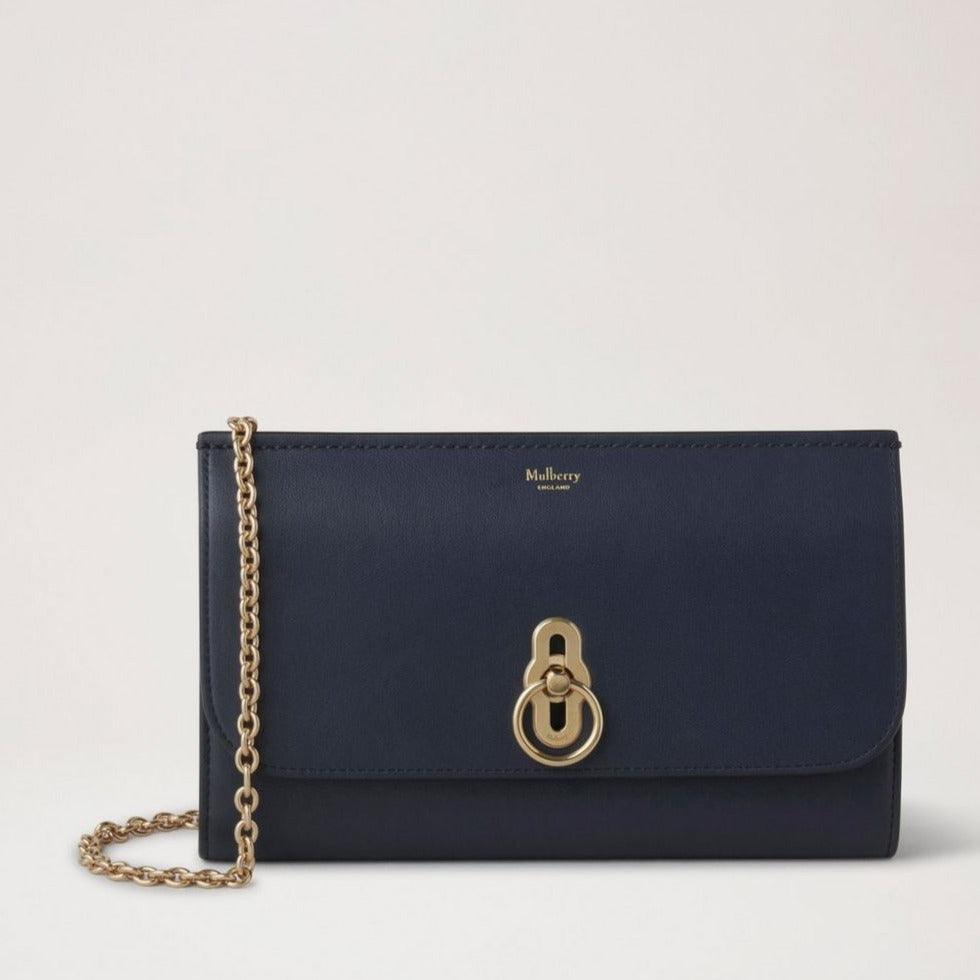 Mulberry Amberley Clutch Micro Classic Grain Night Sky met gouden ketting en elegante sluiting, model RL7909587U888