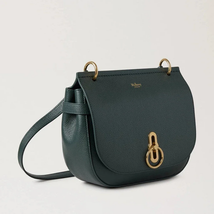 Mulberry Amberley Satchel Klein Klassiek Korrel Mulberry Groene schoudertas van donkergroen leer met gouden details. ModelHH9799205Q633