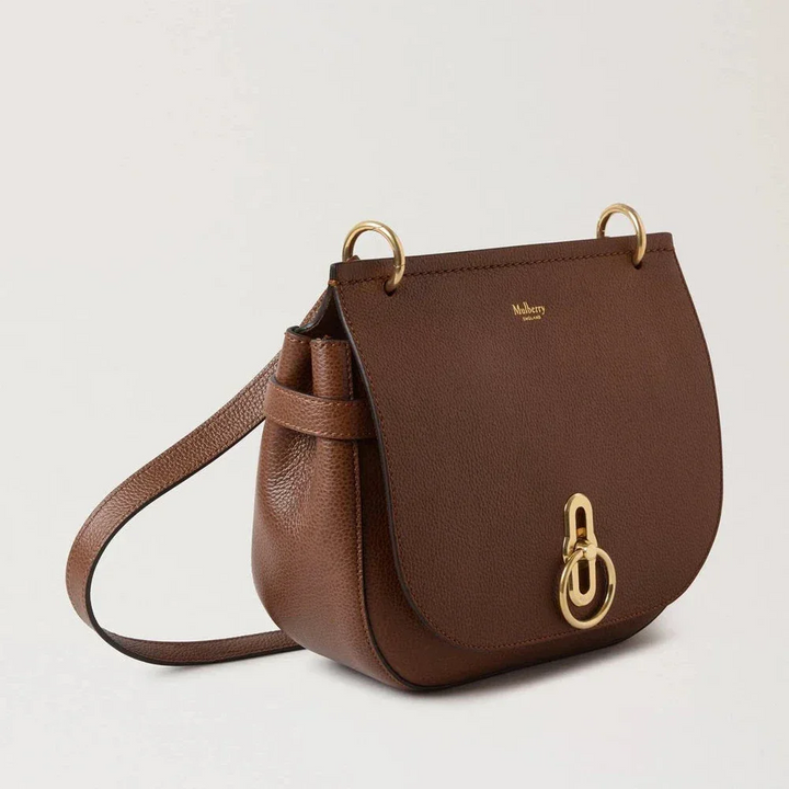 Mulberry Amberley Satchel klein klassiek generfd tweekleurig eiken in bruin leer met gouden gesp, model HH9800552G110