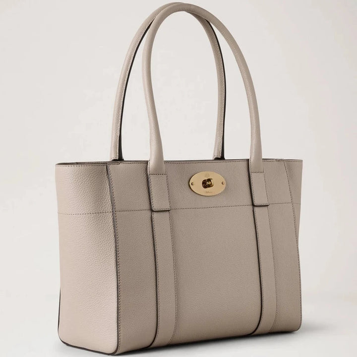 Mulberry Bayswater 9 tot 5 klein klassiek generfd kasjmier taupe van glad leer met gouden sluiting, model HH9831/205F924