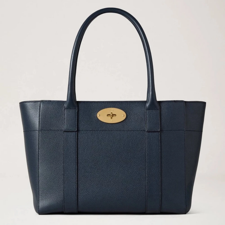 Mulberry Bayswater 9 to 5 Small Classic Grain Night Sky, donkerblauwe leren tas met gouden sluiting, model HH9831205U888