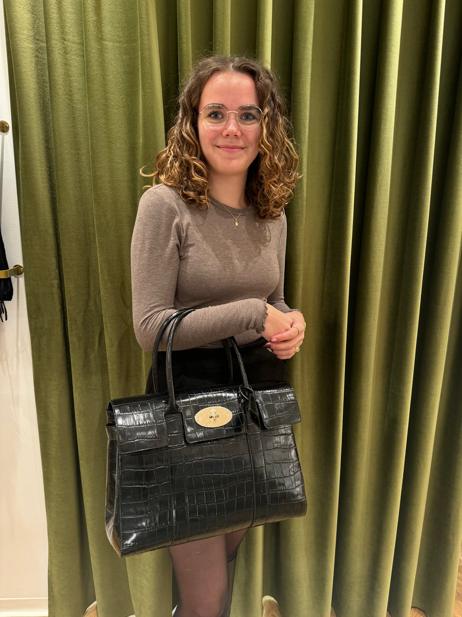 Mulberry Bayswater Croc Black - Bayswater Taske - HH9589/641A100