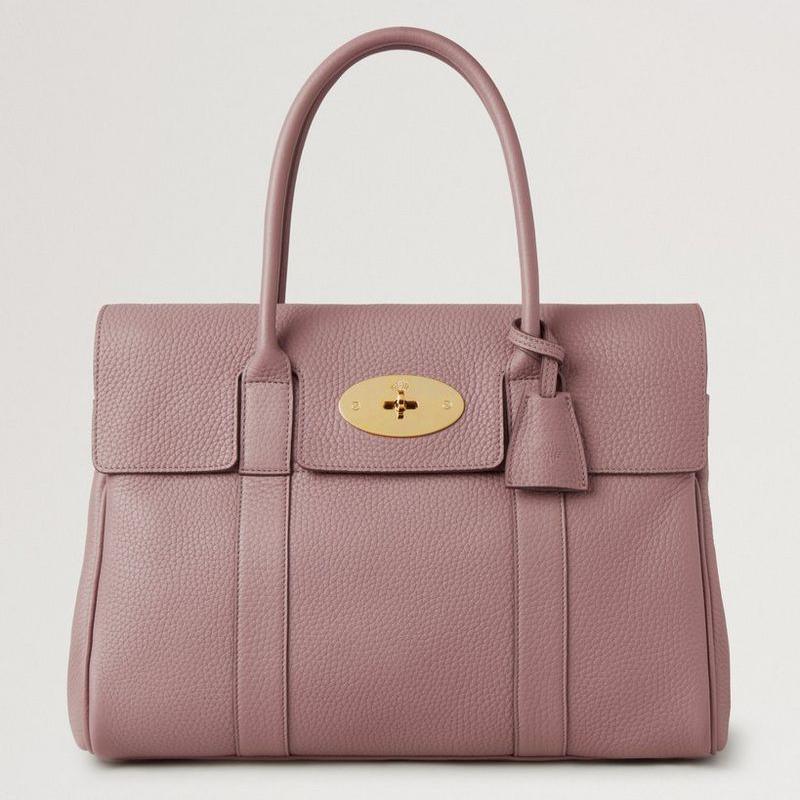 Mulberry Bayswater Heavy Grain Autumn Rose handtas van roze leer met gouden gesp. ModelHH6592/736J997