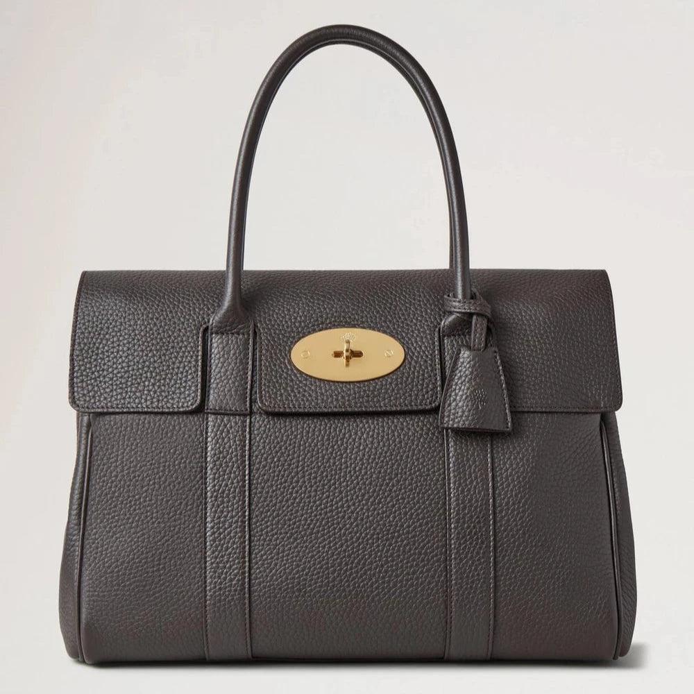 Mulberry Bayswater Zwaar generfd ebbenhout met gouden gesp, zwarte leren tas model HH6592/736A110