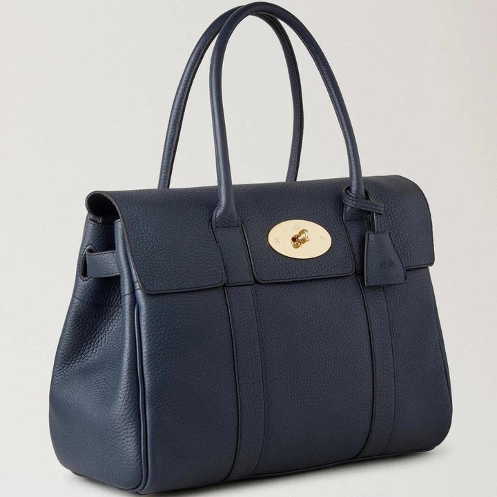 Mulberry Bayswater Heavy Grain Night Sky tas in donkerblauw structuurleer met goudkleurige gesp, model HH6592736U888.