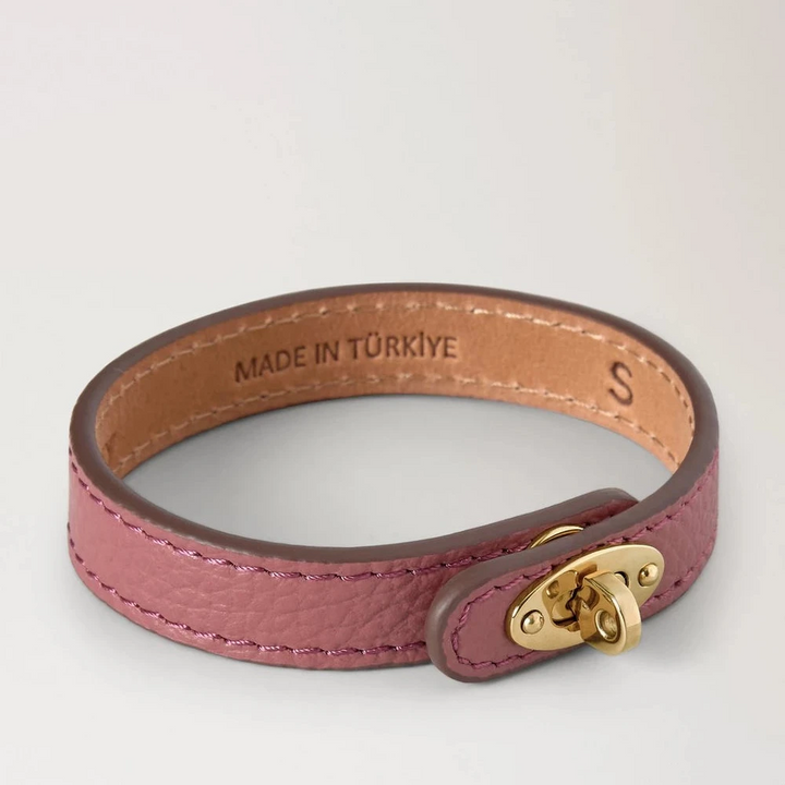 Mulberry Bayswater Dunne armband roze scrumpy in roze leer met gouden sluiting, model QB2390205J647