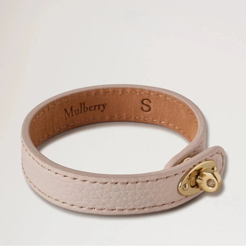 Mulberry Bayswater Dunne leren armband, lichtroze leren armband met gouden sluiting, model QB2390205J002-001