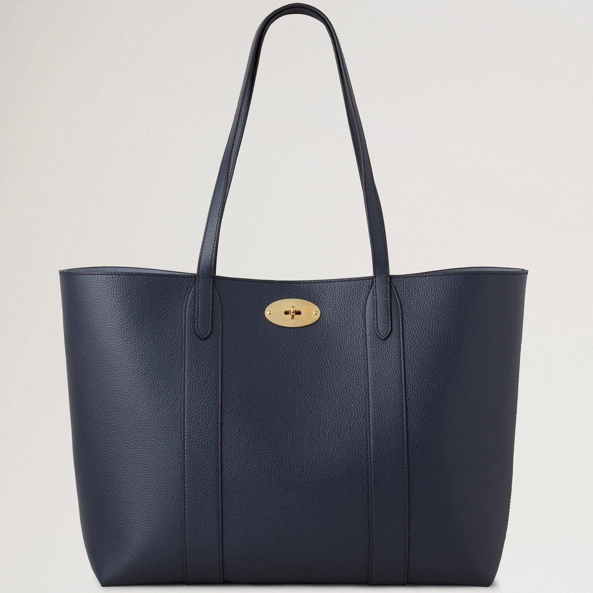 Mulberry Bayswater Tote Small Classic Grain Night Sky, donkerblauwe leren tas met gouden gesp. Modelhh5727205u888