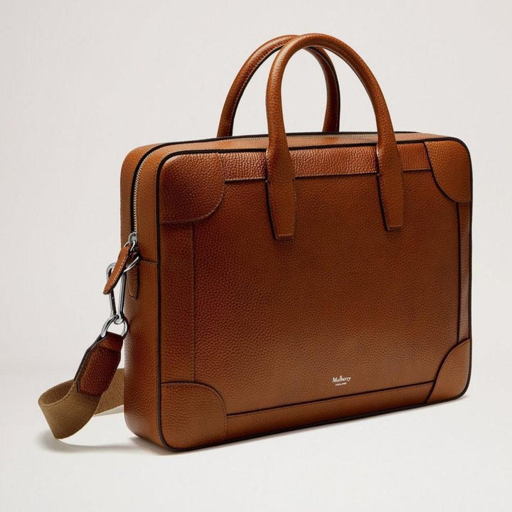 Mulberry Belgrave Documenthouder voor één document, tweekleurig, in bruin leer met handvat en schouderband, model HH8735552G110