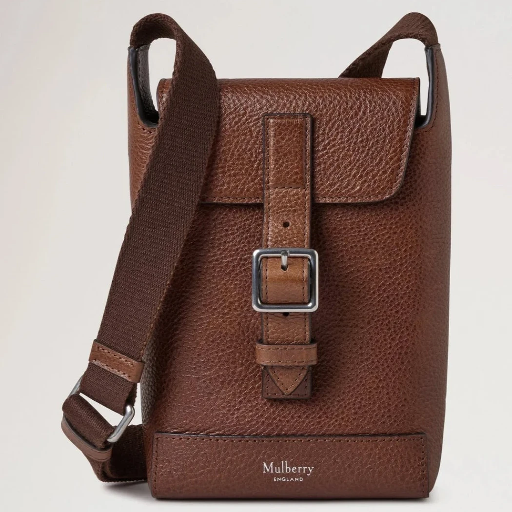 Mulberry Chiltern telefoonhoesje eiken natuurlijk plantaardig gelooid leer met verstelbare riem, model RL8823275G110