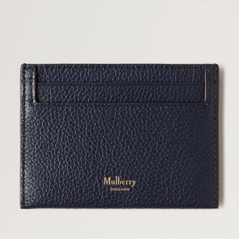 Mulberry Continental Credit Card Slip Night Sky in donkerblauw leer met gouden logo, model RL4644/205U888.