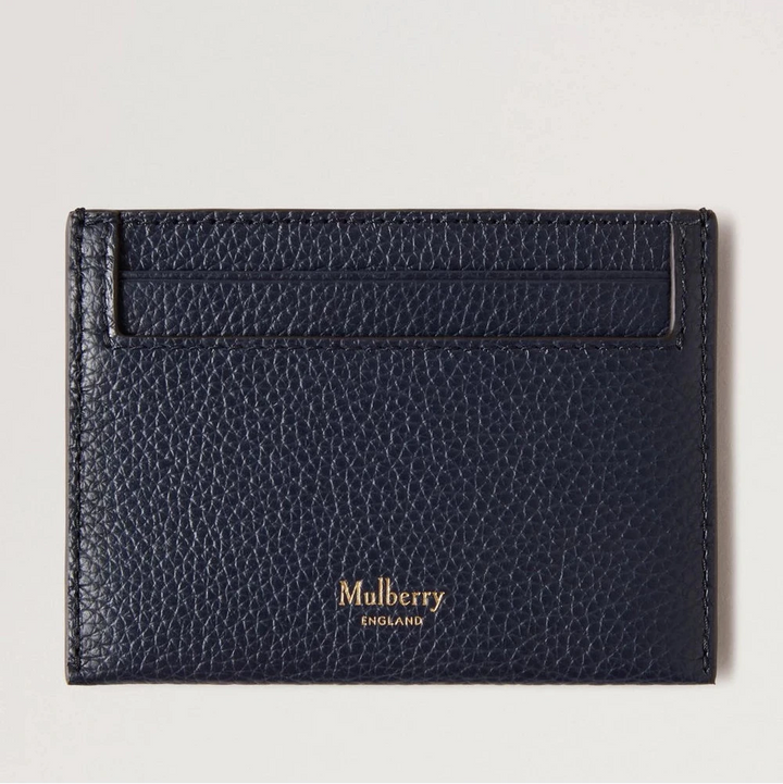 Mulberry Continental Credit Card Slip Night Sky in donkerblauw leer met gouden logo, model RL4644/205U888.