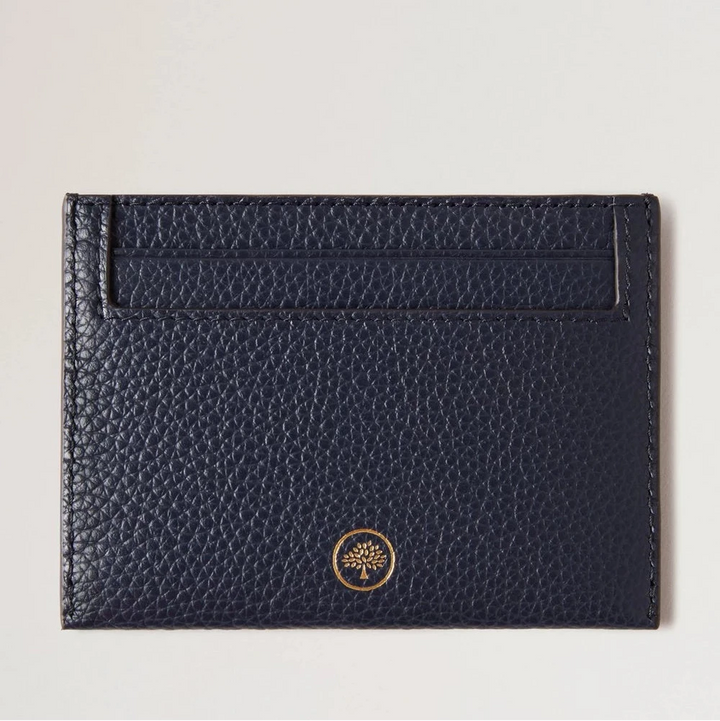 Mulberry Continental Credit Card Slip Night Sky in donkerblauw structuurleer, vooraanzicht. ModelRL4644/205U888