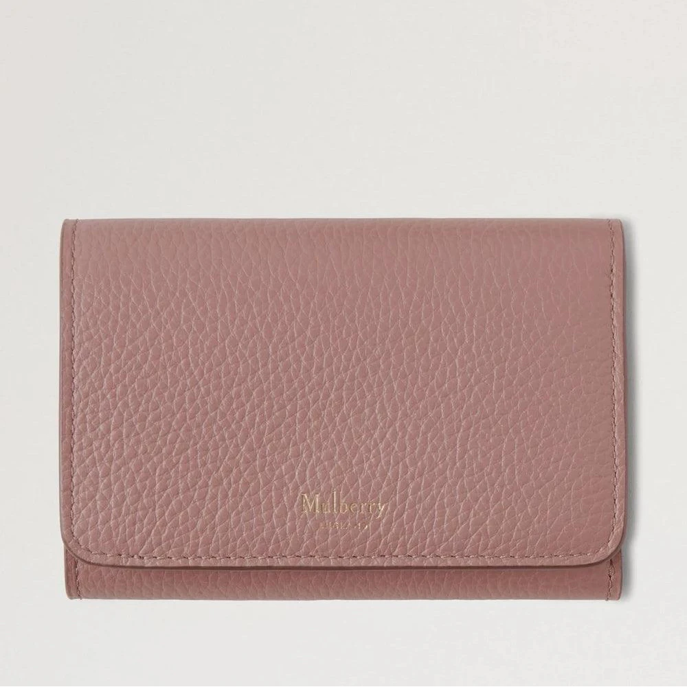 Mulberry Continental Trifold Portemonnee herfstroos in roze leer, elegant frontdesign. ModelRL6824205J997